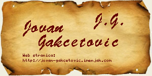 Jovan Gakčetović vizit kartica